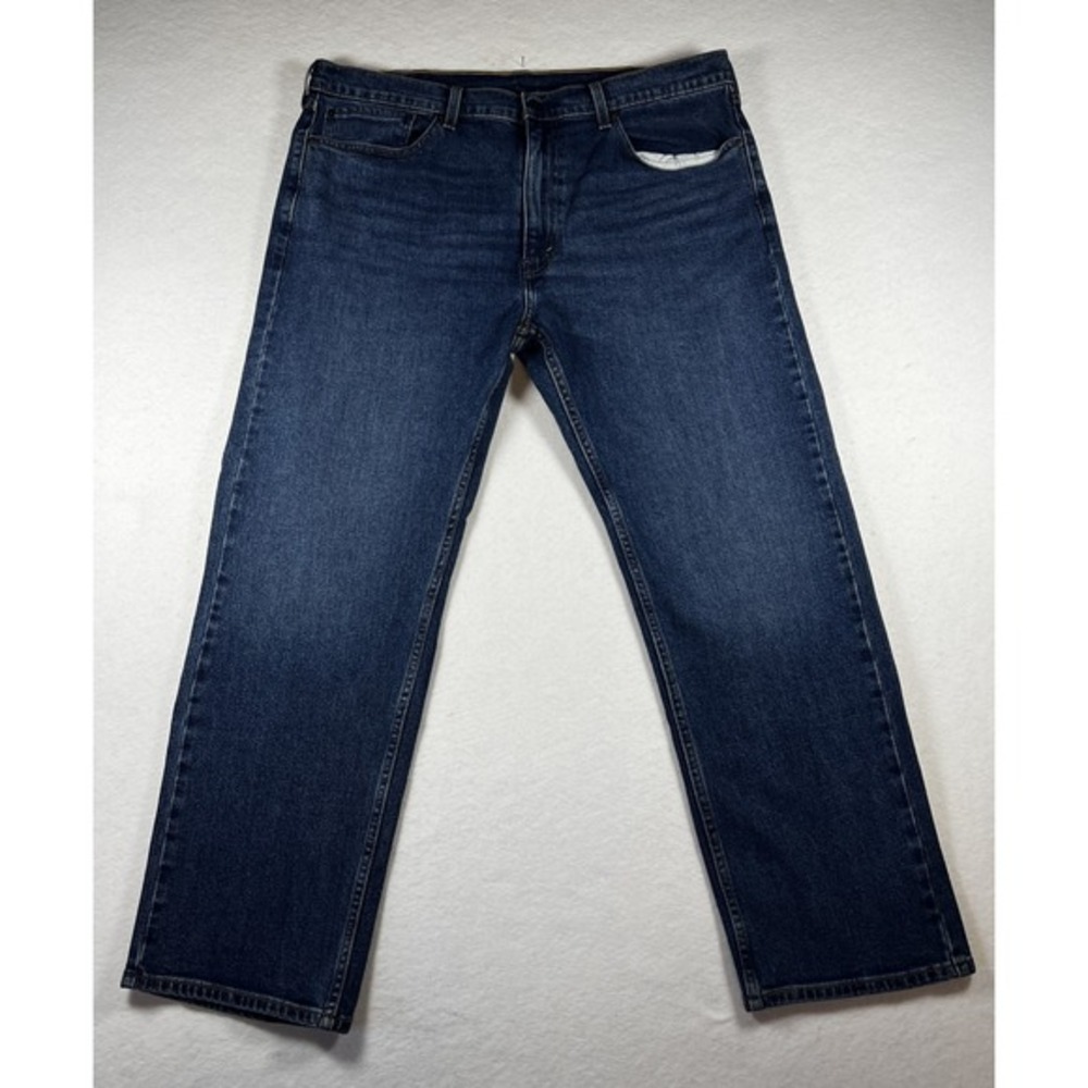 Levis 505 Regular Fit Dark Wash Straight‎ Leg Jeans Mens 38x30 Blue Denim